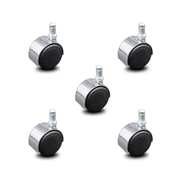 2 Inch Bright Chrome Hooded Urethane Twin Wheel Grip Ring Chair Casters, 5PK